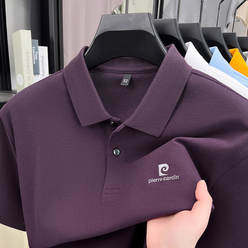 Polo de luxe pour homme en coton brodé avec lettres, à manches courtes et revers, idéal pour le quotidien et polyvalent