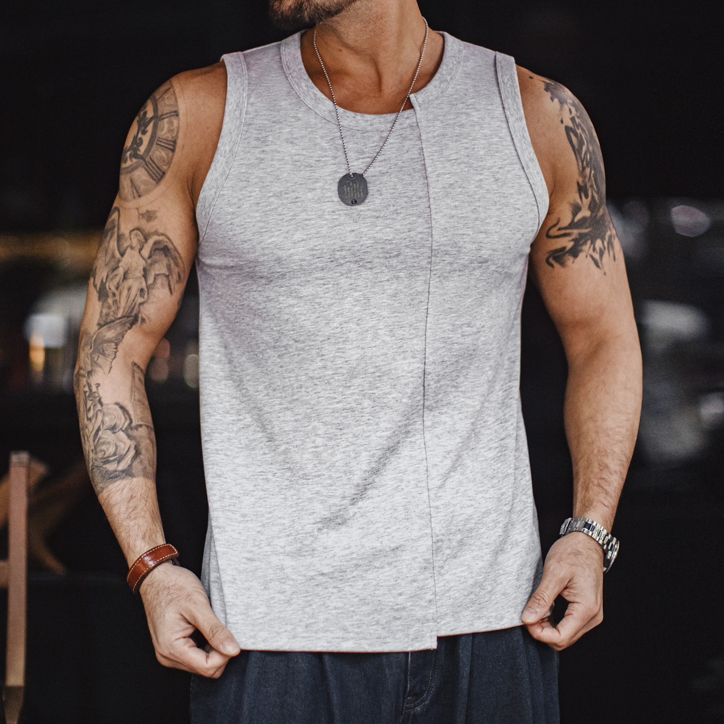 Débardeur de fitness Maden pour homme, style rétro américain, déstructuré, côtelé, respirant, sans manches, antibactérien, décontracté