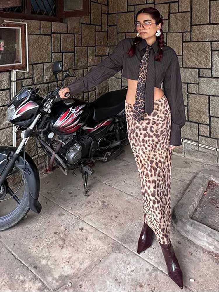 Jupe mi-longue imprimée léopard, Sexy et élégante, mode femme, vêtements d'été, bureau, fête, Club, Streetwear, vente en gros