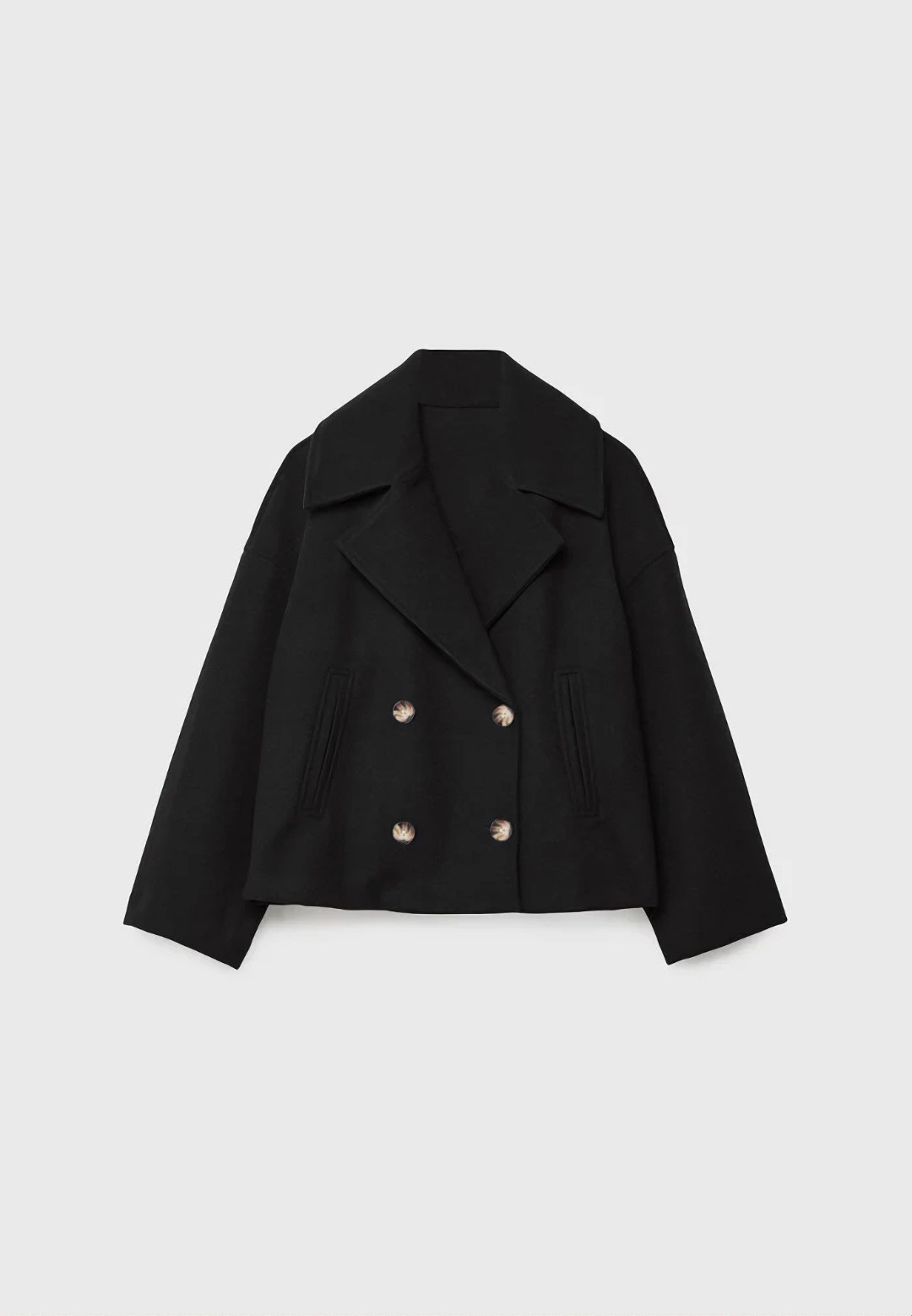 Femmes laine manteaux élégant manteau court Double boutonnage à manches longues vestes mélanges solide poches décontractées veste bureau dame automne