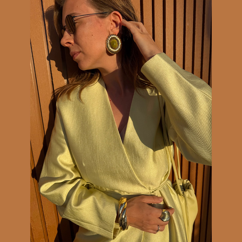 Ensemble tailleur pantalon large et veste en satin de luxe exquise pour femme 2026 – Chic et décontracté avec col en V et taille cintrée