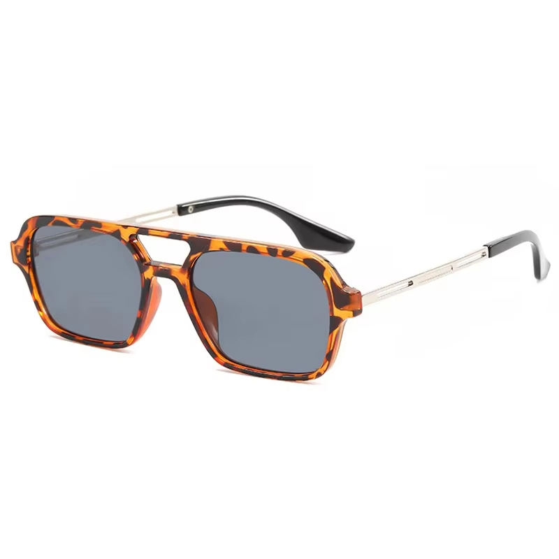 Lunettes De soleil De luxe femme lunettes De soleil hommes marque De mode concepteur petit cadre carré Vintage creux léopard bleu Oculos De Sol