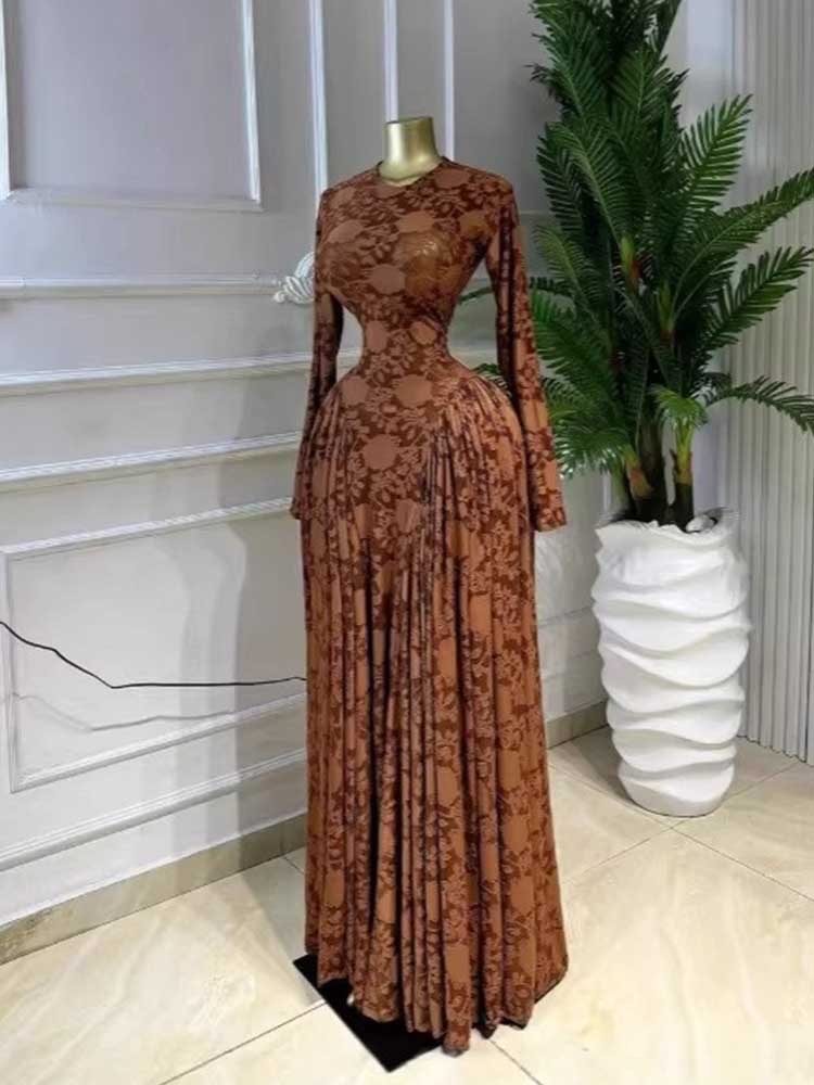 Robe longue femme à manches longues, taille haute, amincissante, avec fines bretelles style lingerie, sexy, élégante, pour soirée