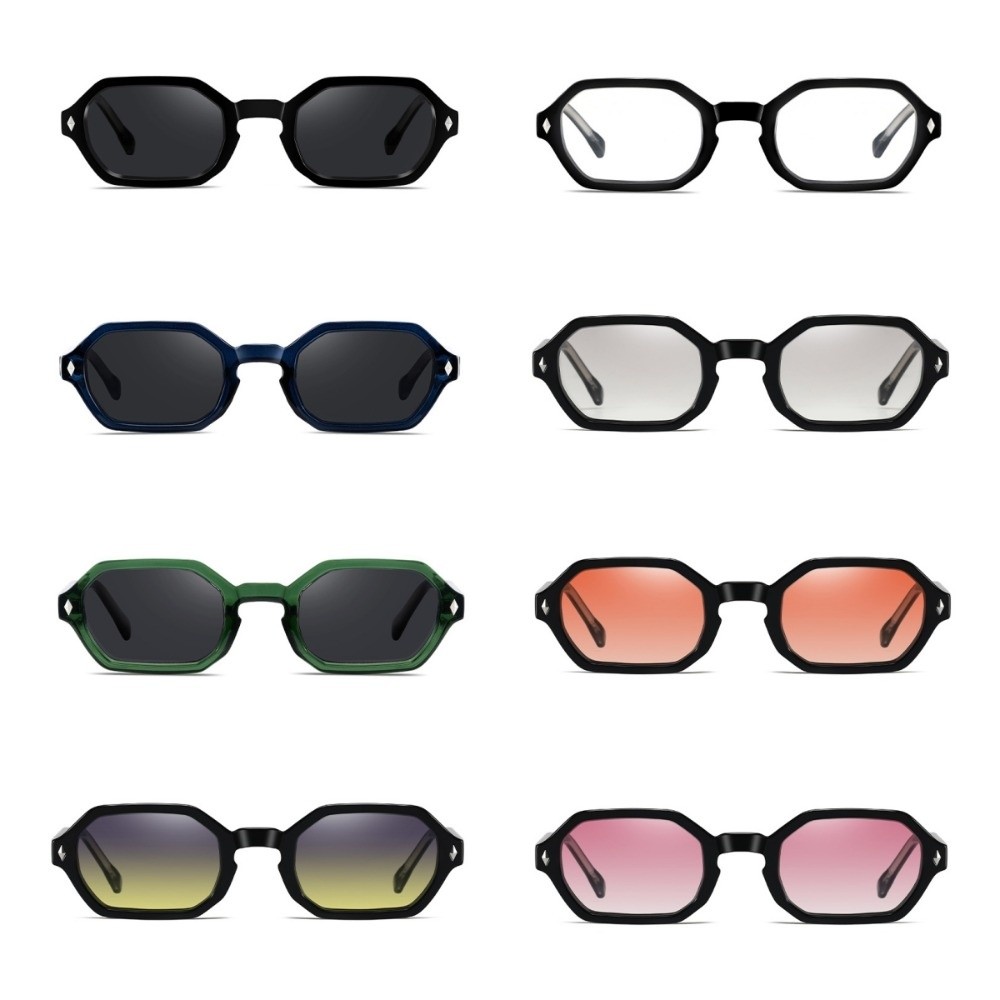 Lunettes de soleil multicolores à petite monture carrée, légères, polygonales, bloquant la lumière bleue, mode Vintage pour hommes, UV400