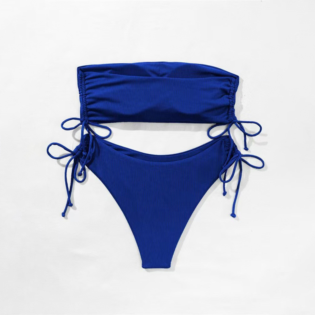 Maillots de bain deux pièces tendance pour femmes, maillots de bain bikini sans bretelles d'été, maillots de bain sexy sans bretelles de couleur unie