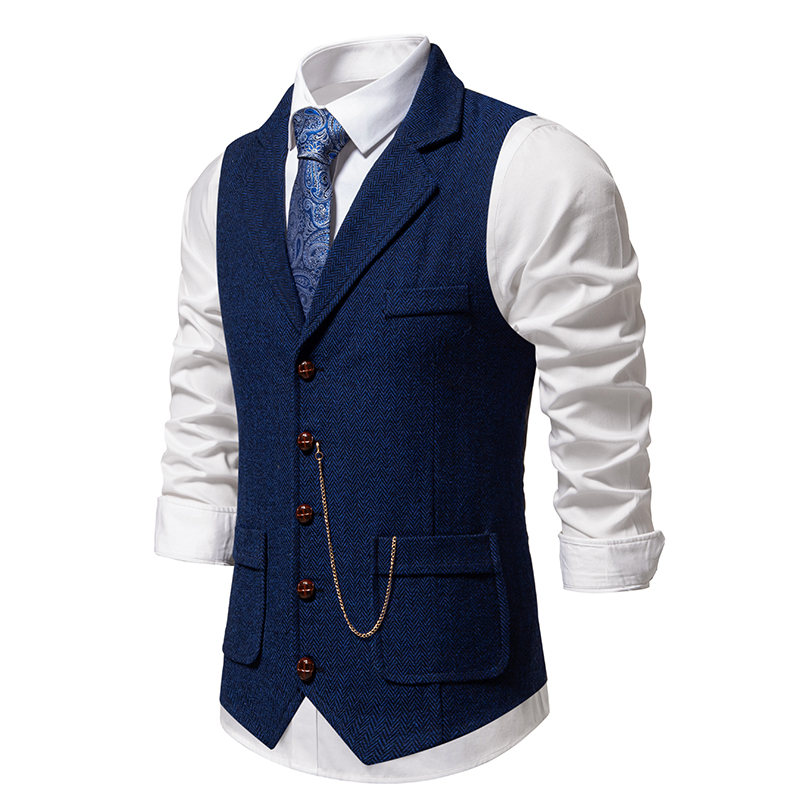 Gilet en Glace Trempée pour Homme, Poches à Col Rabattu, Style Anglais, Décontracté, Vintage, Intelligent, Gentleman, Loisirs, ix