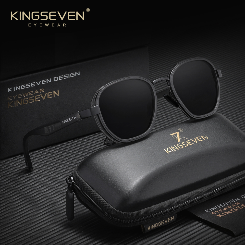 Lunettes de soleil rondes de marque KINGSEVEN pour hommes et femmes, polarisées, lunettes de luxe, lunettes de voyage, lunettes de soleil UV400