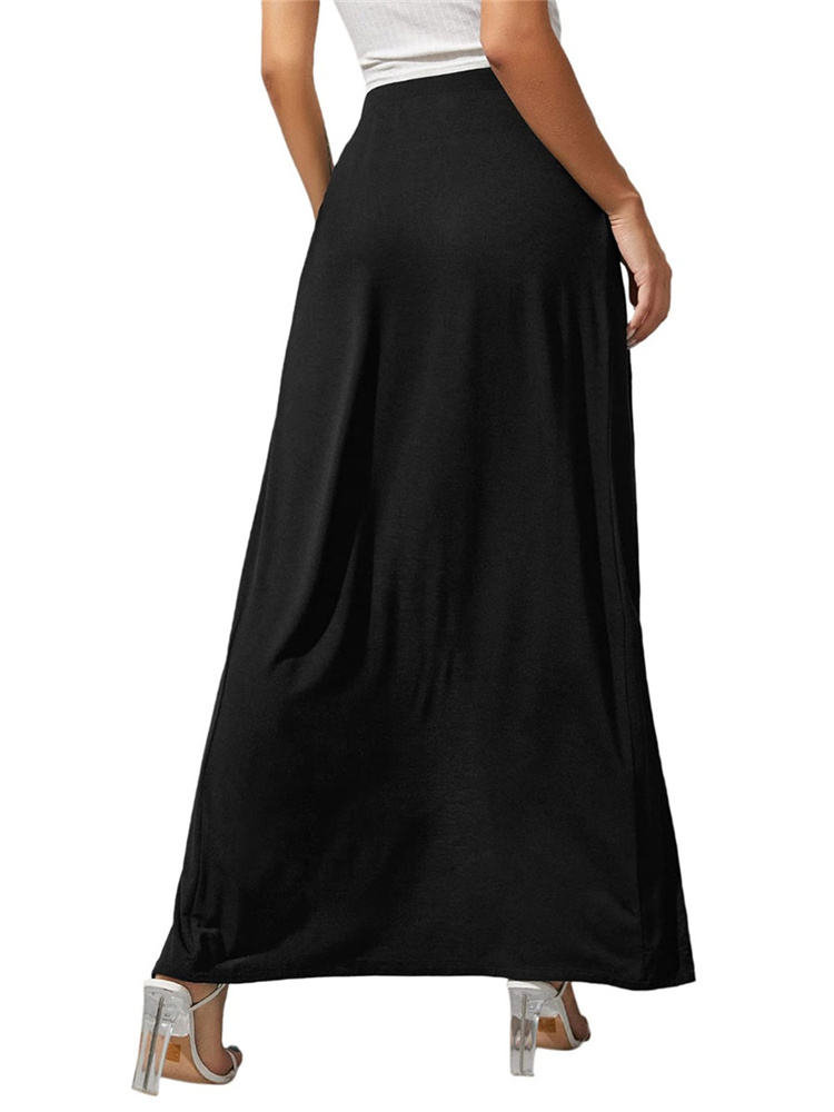Jupes hautes fendues pour femmes, couleur unie, taille haute élastique, coupe ample, longues, vêtements de plage