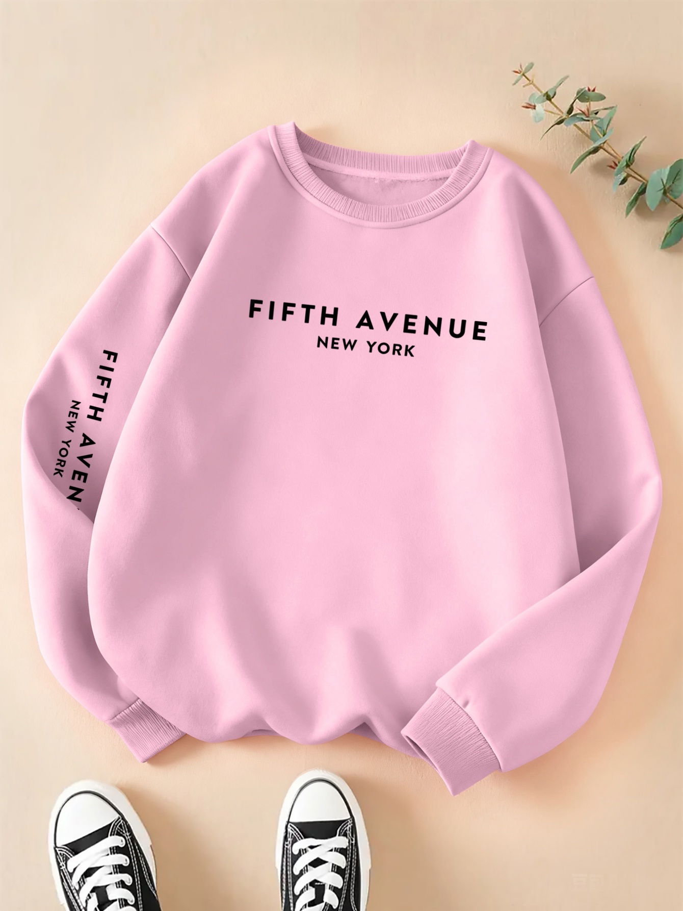 Sweat-shirt décontracté pour femme à col rond avec imprimé lettres, marque tendance, manches longues, motif imprimé, adapté à toutes les saisons