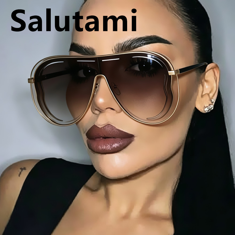 Lunettes de soleil roses monobloc en alliage à grande monture pour hommes et femmes, style vintage, nouvelle mode, marque de créateur, rétro, protection UV400, pour l'extérieur