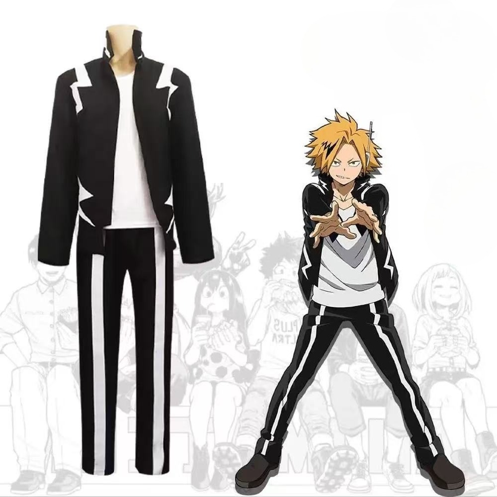 Costume de Cosplay Anime My Hero Academia, uniforme noir et blanc Kaminari Denki, tenue de fête d'halloween, de carnaval et de noël