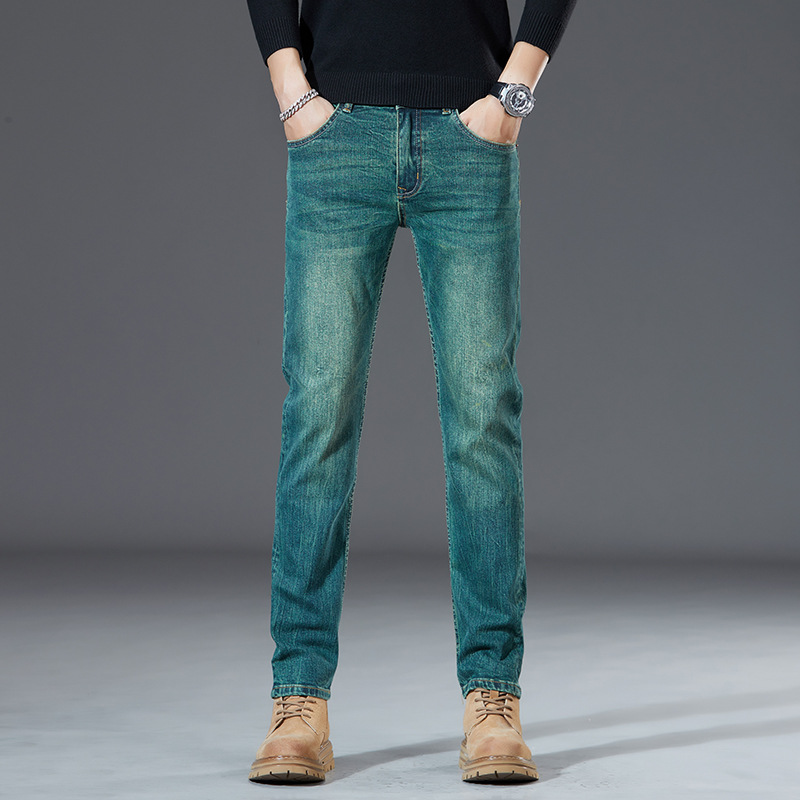 Jean droit extensible rétro pour hommes, pantalon en Denim Baggy délavé, pleine longueur, pantalon de marque classique