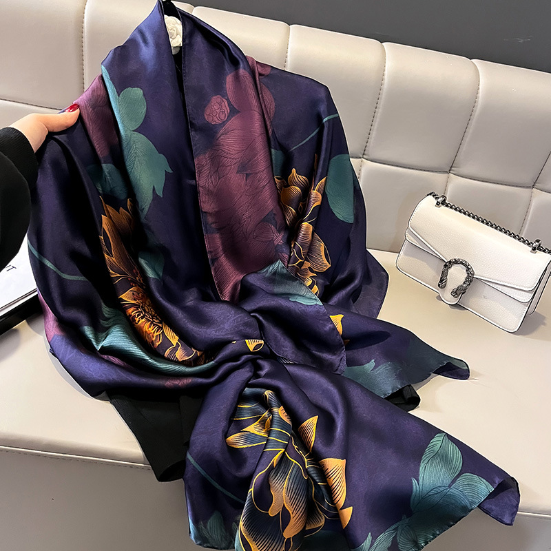Injplanchers f-Châle à fleurs pour femme, protection solaire de luxe, écharpes de plage, enveloppes de climatisation, voyage, mode féminine