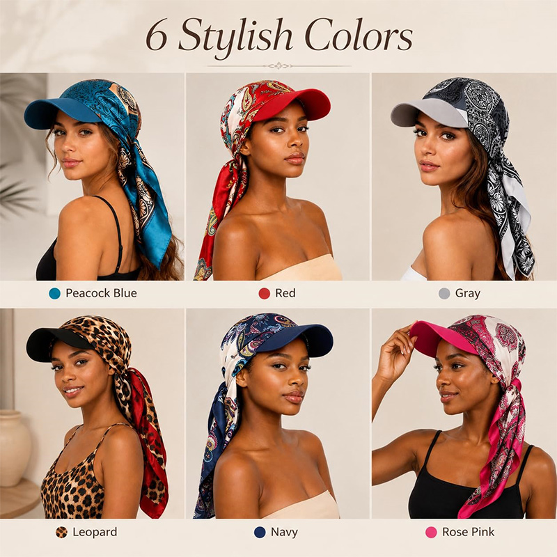 Chapeau carré imprimé tendance pour femme, bonnet bandana en satin avec lien, protection solaire extérieure, visière anti-UV, foulard, accessoire de voyage