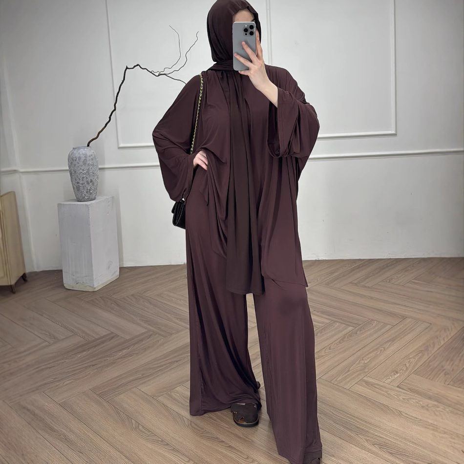 Ensemble 2 Pièces Aïd pour Femme : Haut et Pantalon Large – Style Marocain, Dubaï, Islamique – Blouse et Pantalon Modeste pour le Ramadan – Tenue Arabe