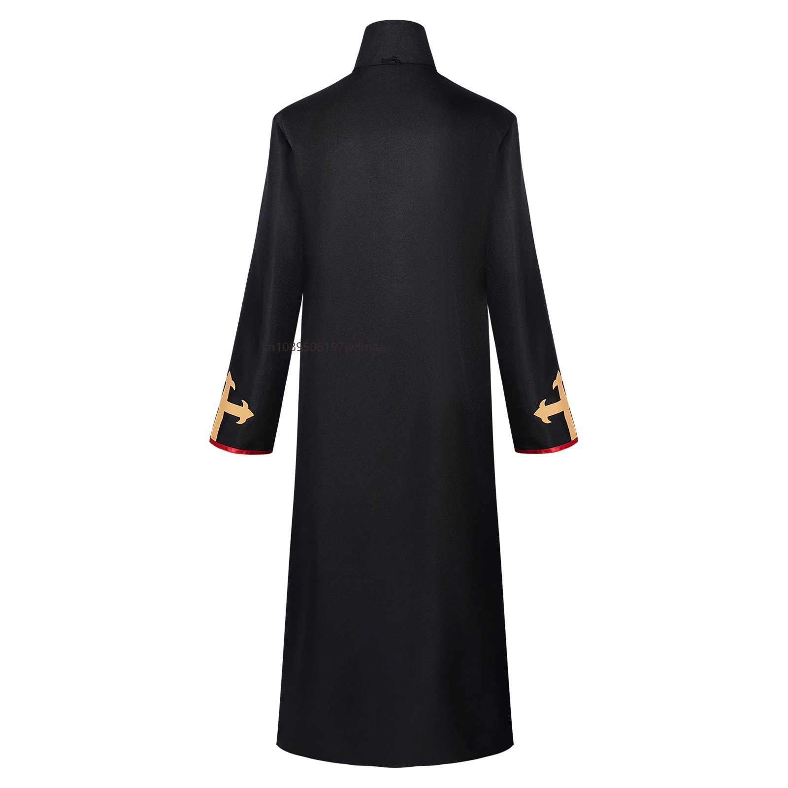 Costume de Prêtre pour Hommes Adultes, Robe de Clergé Noire, Costume de Scène Médiéval, Manches Longues, Col Debout, Uniformes de Pasteur d'Église