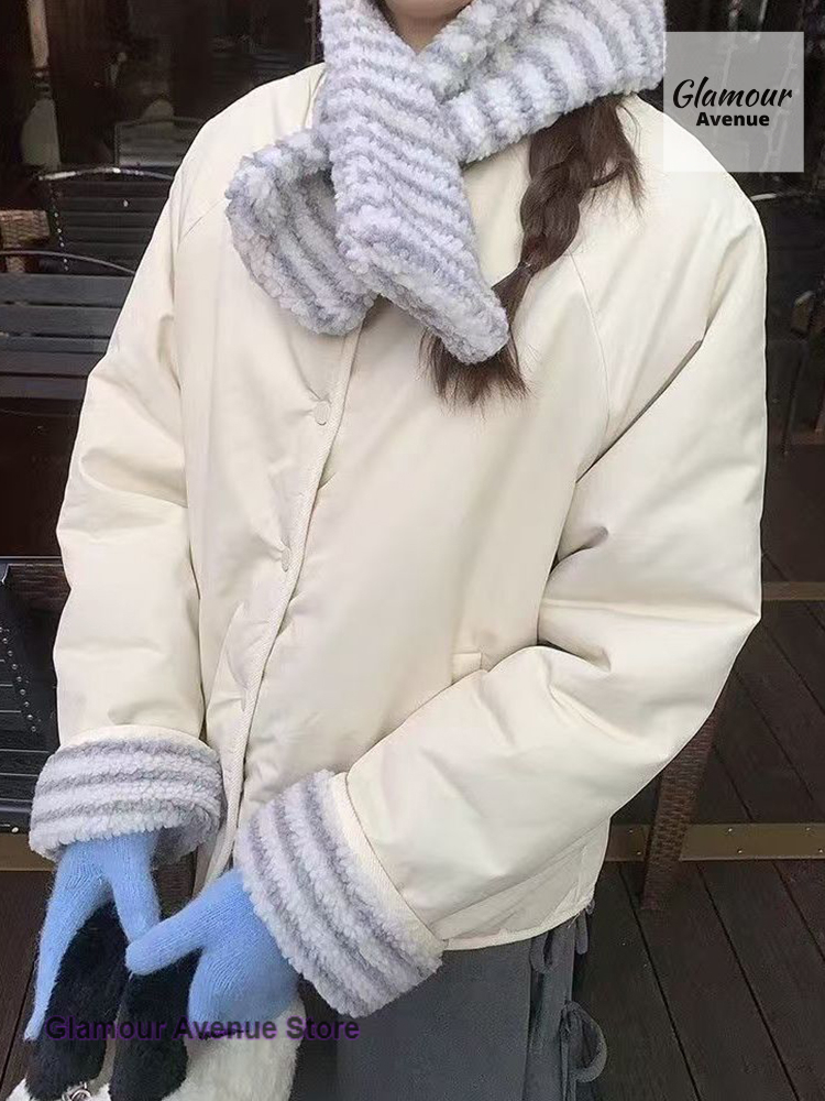 Coréen doux double face porter polaire coton rembourré veste manteau femmes automne et hiver nouvelle écharpe épaissie Joker haut.