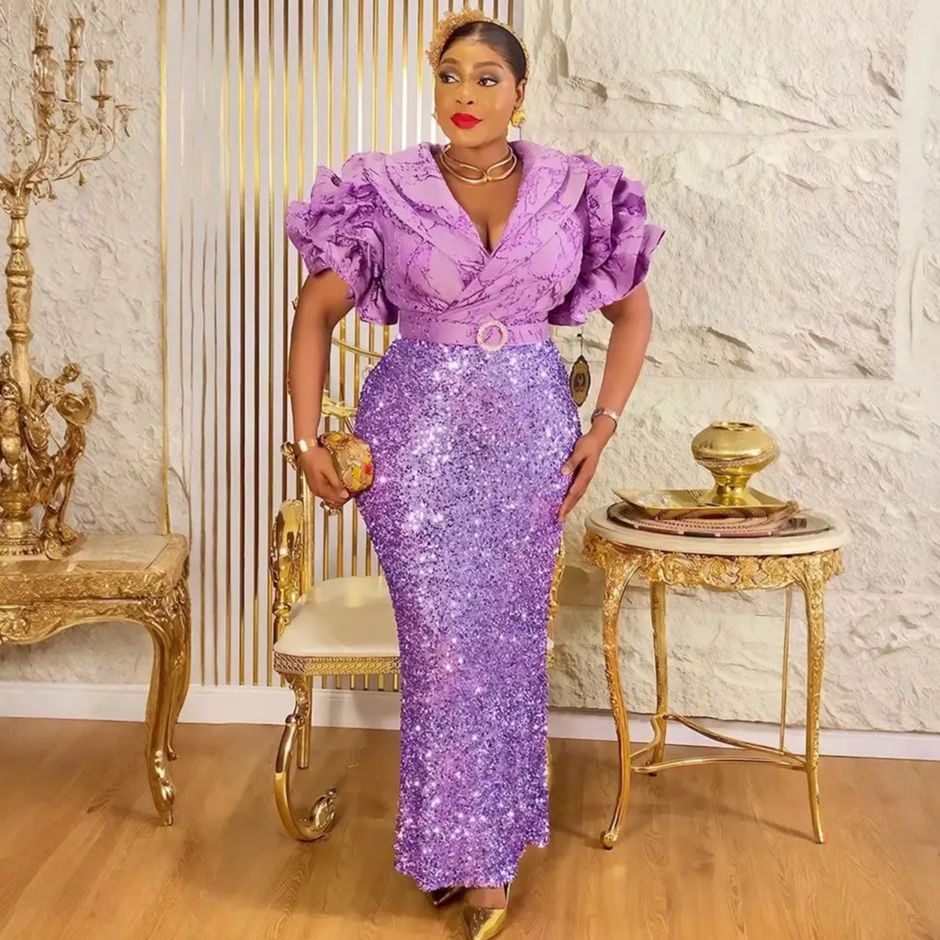 Robe de soirée grande taille pour femmes, tenue africaine de luxe à paillettes, élégante, turquie, longue robe de soirée de mariage, Ankara, vêtements pour dames