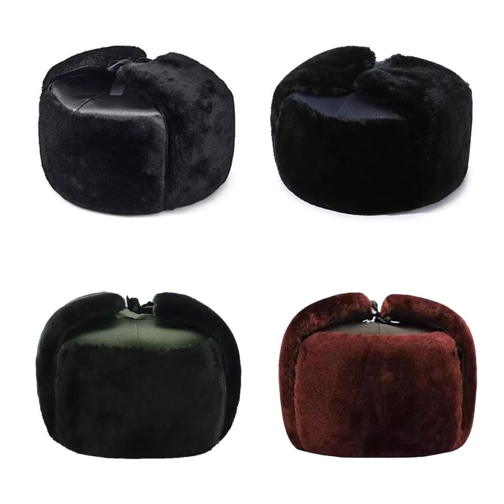 Chapeau d'hiver épais et chaud pour homme et femme, style ushanka, protection contre le vent, protection des oreilles, en fourrure, pour l'extérieur