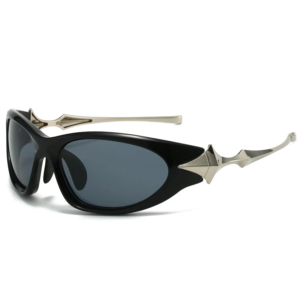 Lunettes de soleil pour hommes, nouvelle mode, style pilote miroir, punk vintage, monture en alliage, branches étoilées, Y2K, lunettes de soleil sexy pour femmes, hip-hop, protection UV400 pour la conduite