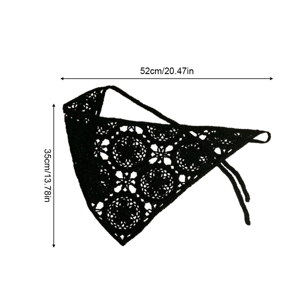 Foulard triangulaire beige pour femme, bandana en crochet, écharpe en maille transparente tricotée, foulard rétro, écharpe polyvalente pour le cou, accessoires pour cheveux
