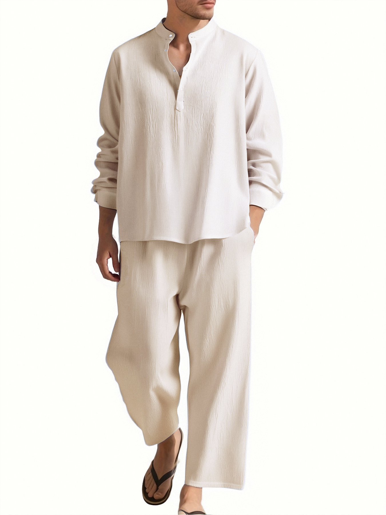 Chemise et pantalon à manches longues pour hommes, vêtements de plage, survêtement, chemises de couleur unie, pantalons de survêtement, vêtements de vacances hawaïennes pour hommes