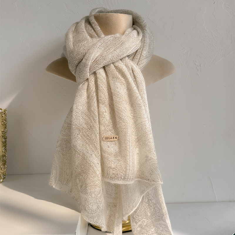 Cachemire italien vieux argent classique imprimé écharpe en cachemire automne et hiver tricoté châle vêtements d'extérieur pour femmes