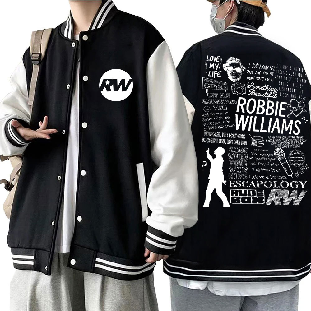 Robbie Williams 2025 Tour veste d'uniforme de Baseball femmes vestes de Baseball pour les Fans manteau cadeau pour hommes