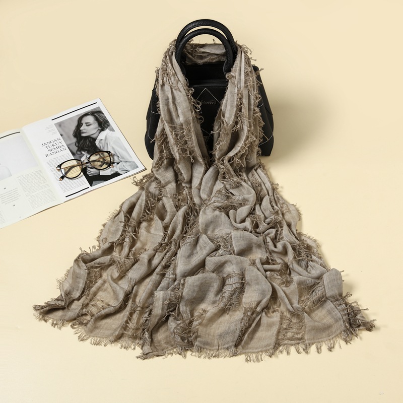10 couleurs déchiré trou gland Hip Hop Punk écharpe femmes coton lin gothique Vintage Hijab Style ethnique Techwear Cape