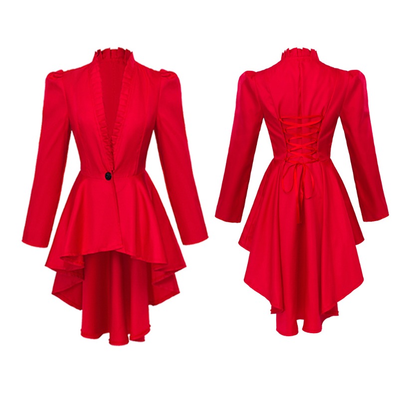 Costume médiéval victorien pour femme, frak gothique steampunk, trench à ourlet irrégulier, robe vintage, tenue de soirée