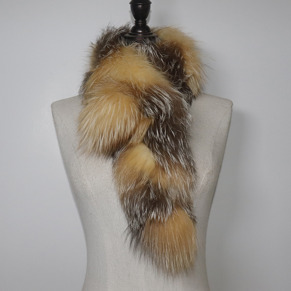 Nouveau femmes hiver 100% véritable fourrure de renard écharpe en plein air garder au chaud épais naturel fourrure de renard foulards dame mode véritable fourrure de renard silencieux