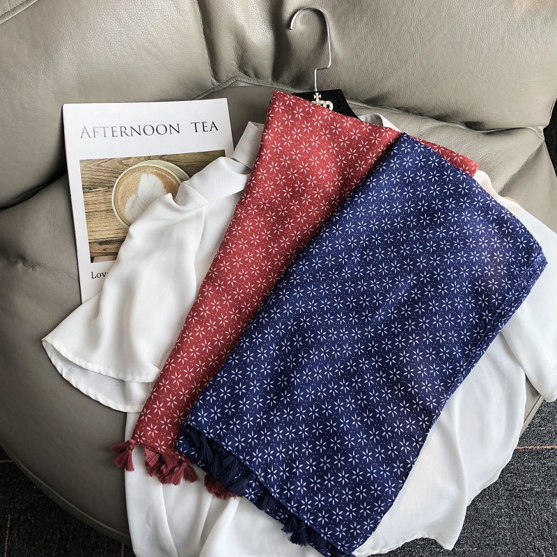 Écharpe drapeau en lin de coton de style ethnique vintage pour femmes, châle de voyage bohème, document solide, étoile à six branches, frange injplanchers f, nouveau