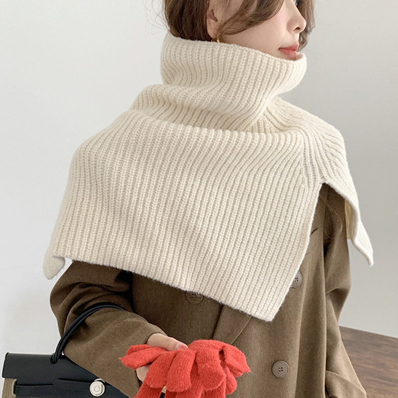 Écharpe à anneau tricoté solide pour femme, col détachable, silencieux à col haut, Version coréenne, tricot chaud, enveloppant le cou, hiver