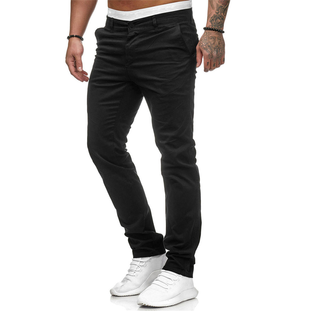 Hommes pantalons minces automne mâle un bouton couleur unie vêtements de travail droits pantalons complets BSD-8816