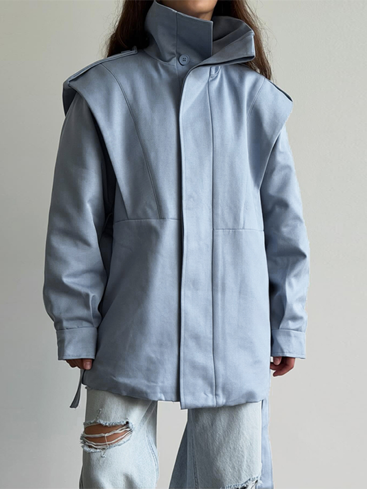 Manteau court à col châle pour femmes, ceinture à nouer à la taille, simple boutonnage, coupe ample, décontracté, en coton uni, veste chaude pour les trajets quotidiens.