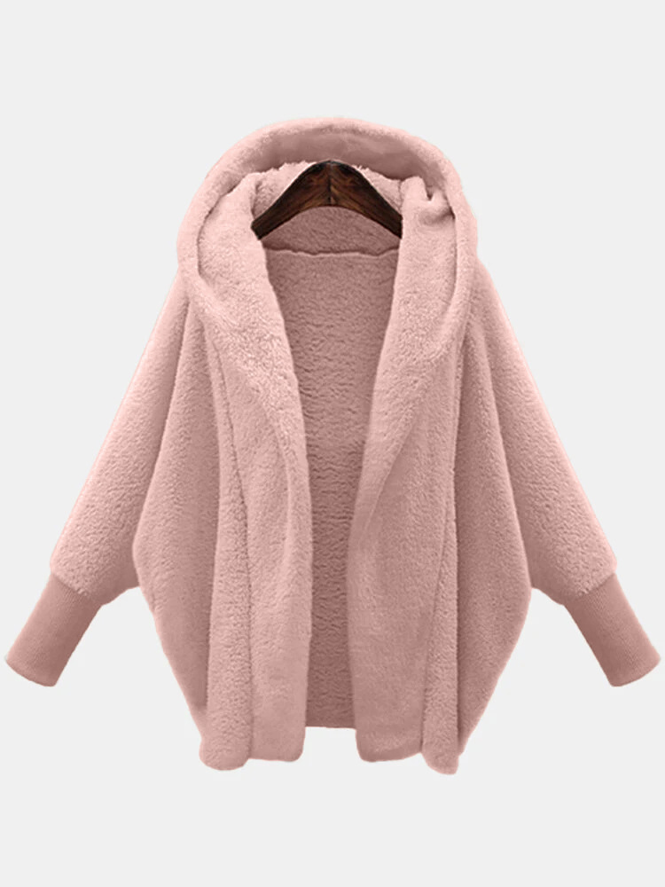Veste cardigan monochrome à capuche Smile pour femme, manteau chaud pour femme, peluche décontractée, manches longues, mode automne et hiver, Y-2024