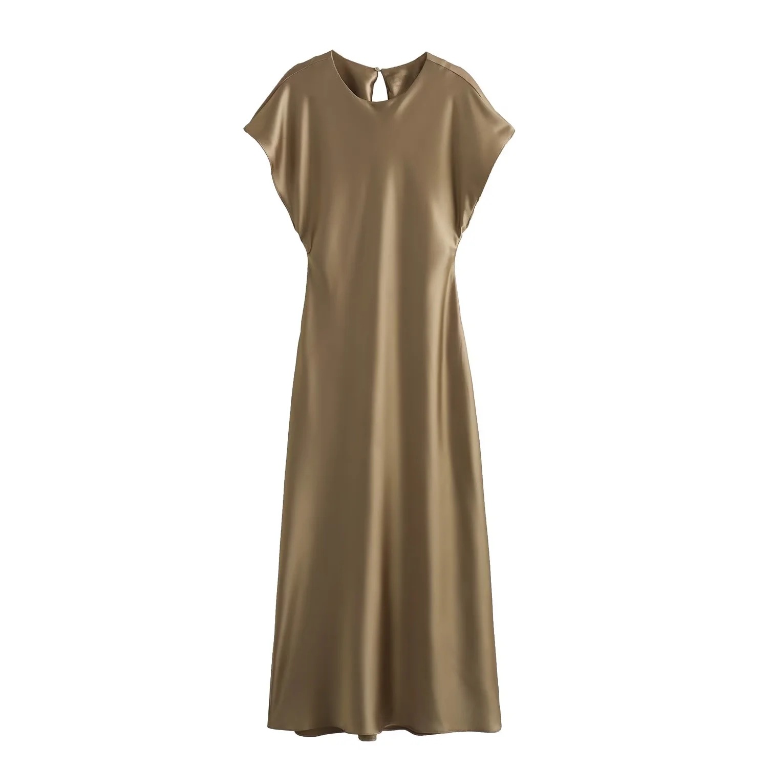 Robe mi-longue en Satin pour femmes, élégante, longue, Chic et robes de soirée, tendance