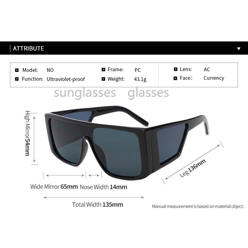Lunettes de soleil surdimensionnées pour hommes, lunettes de soleil rétro pour hommes