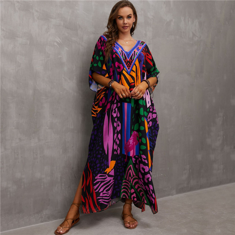 Robes caftan grande taille pour femmes, maillot de bain grande taille, robes de plage Maxi Caftan