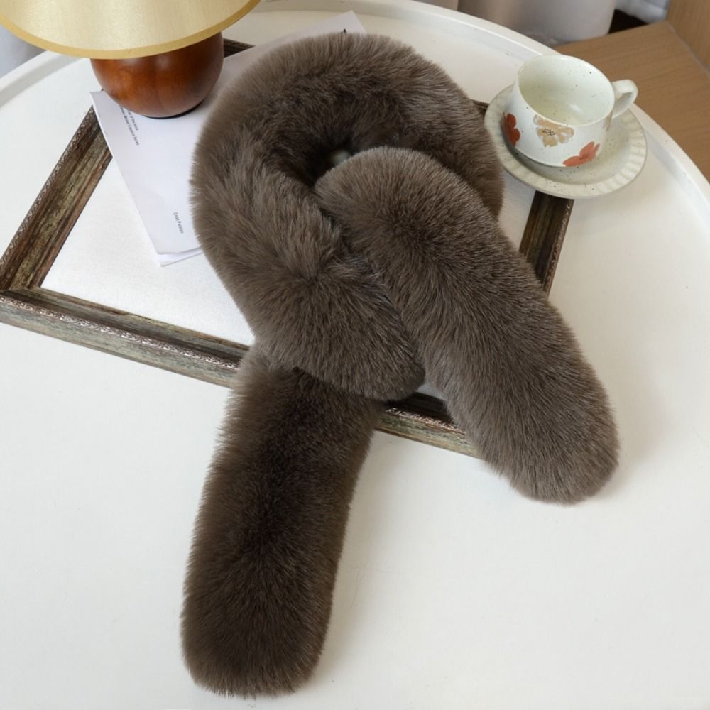 130cm fausse fourrure longue écharpe couleur unie épais hiver moelleux écharpe fourrure décor doux en peluche dames cou plus chaud écharpes en plein air chaud