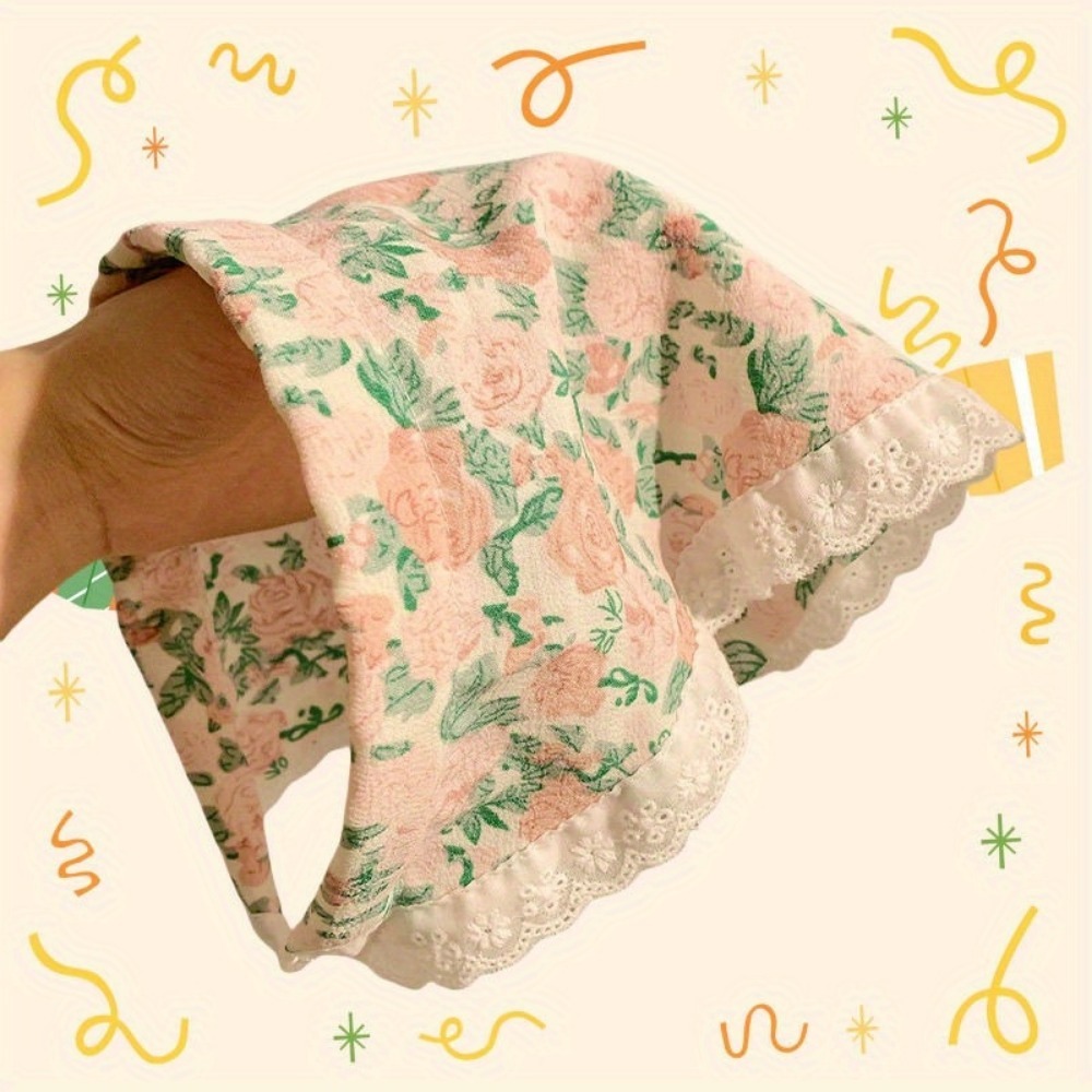 Foulard Vintage en dentelle florale, 1 pièce, Bandana Triangle antidérapant avec pince à cheveux, accessoire pour cheveux de vacances à la plage pour femmes, décor de plage