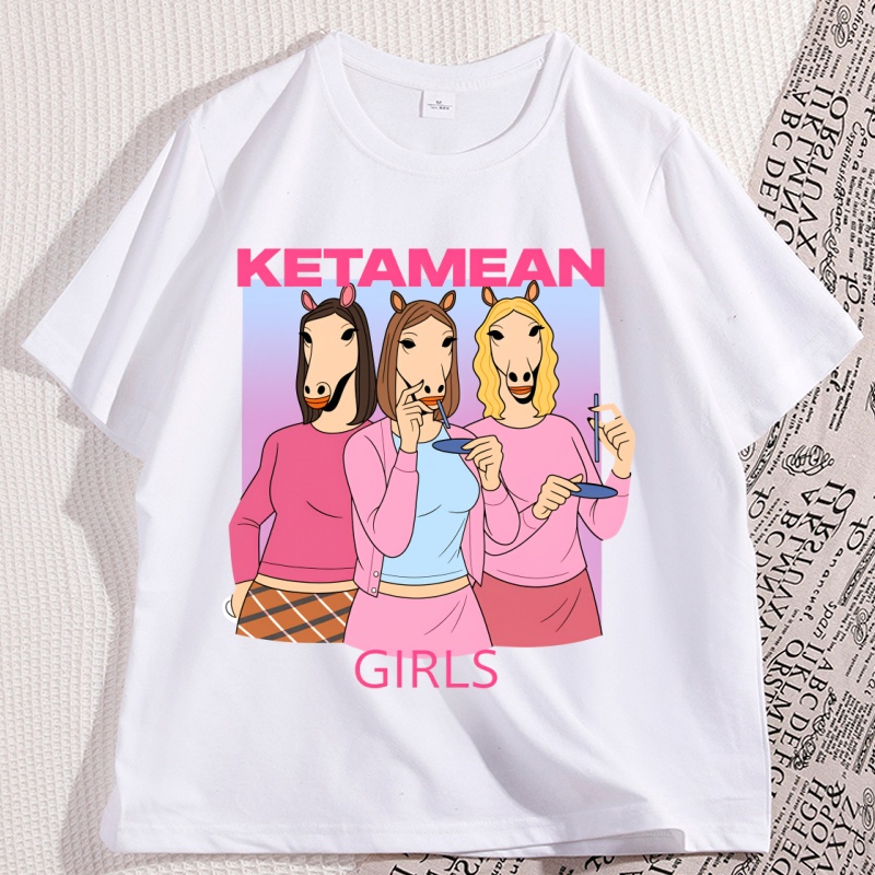 Ketamean filles T-shirt décontracté coton à manches courtes T-shirt drôle Humor à la mode T-shirt ample haut col en o vêtements surdimensionnés t-shirts