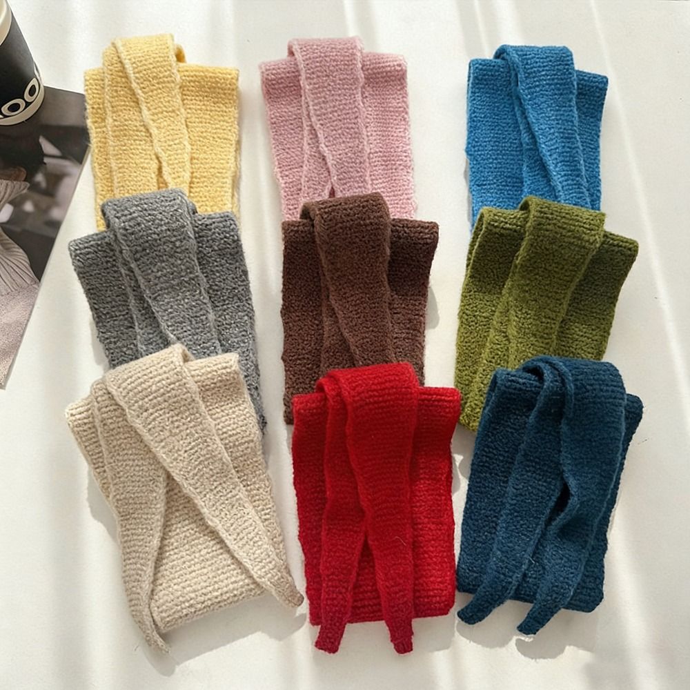 Écharpe en laine pure, mini croissant, bande fine, bande longue, écharpe en laine chaude, décorative, élégante, assortie, écharpes tricotées, accessoire pour femmes