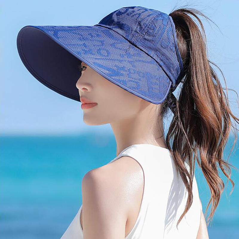 Chapeau de soleil d'été pour femmes, grande bord, casquette queue de cheval vide pour voyage en plein air, plage, visières de Protection solaire, Protection UV, chapeaux de pêcheur 모자