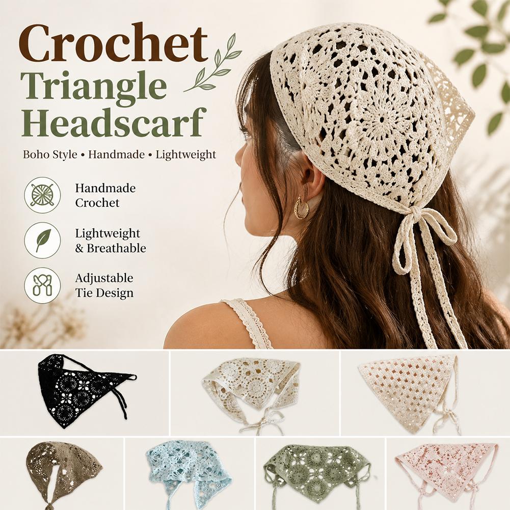 Foulard triangulaire beige pour femme, bandana en crochet, écharpe en maille transparente tricotée, foulard rétro, écharpe polyvalente pour le cou, accessoires pour cheveux