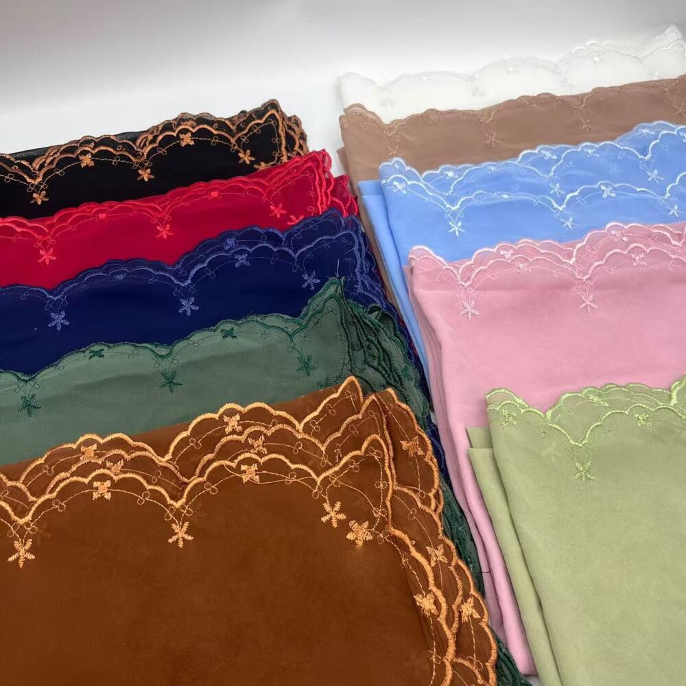 Châle en organza brodé de dentelle, foulard élégant et léger pour femme, accessoires de mode polyvalents pour tous les jours