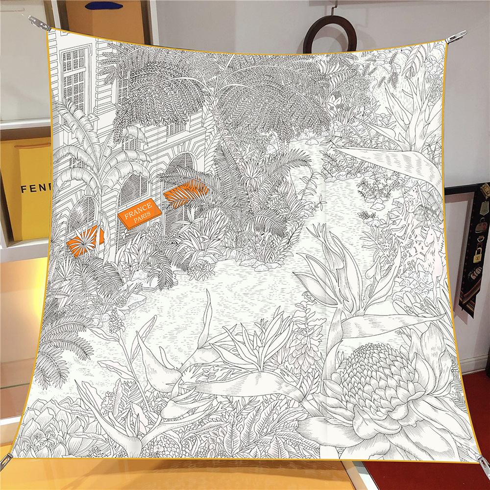 Foulards carrés de la jungle pour femmes, écharpes de tête, enveloppements de plage, châles bandana, hijabs pour dames, nouveau, 2024, 90cm