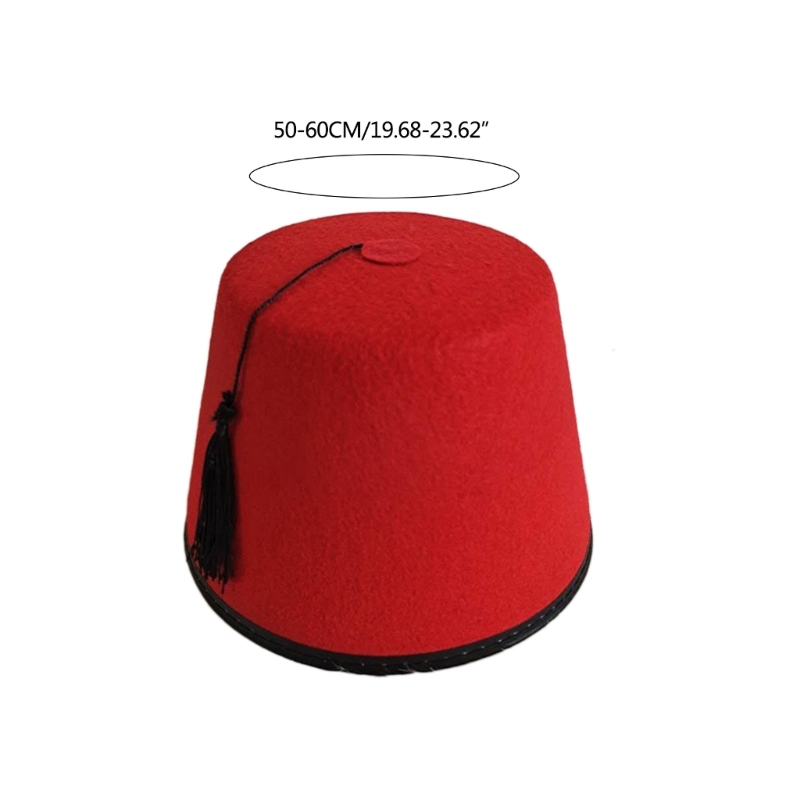 Chapeau Fez marocain pour hommes, feutre turc, tarboosh avec glands noirs, ethnique, universel