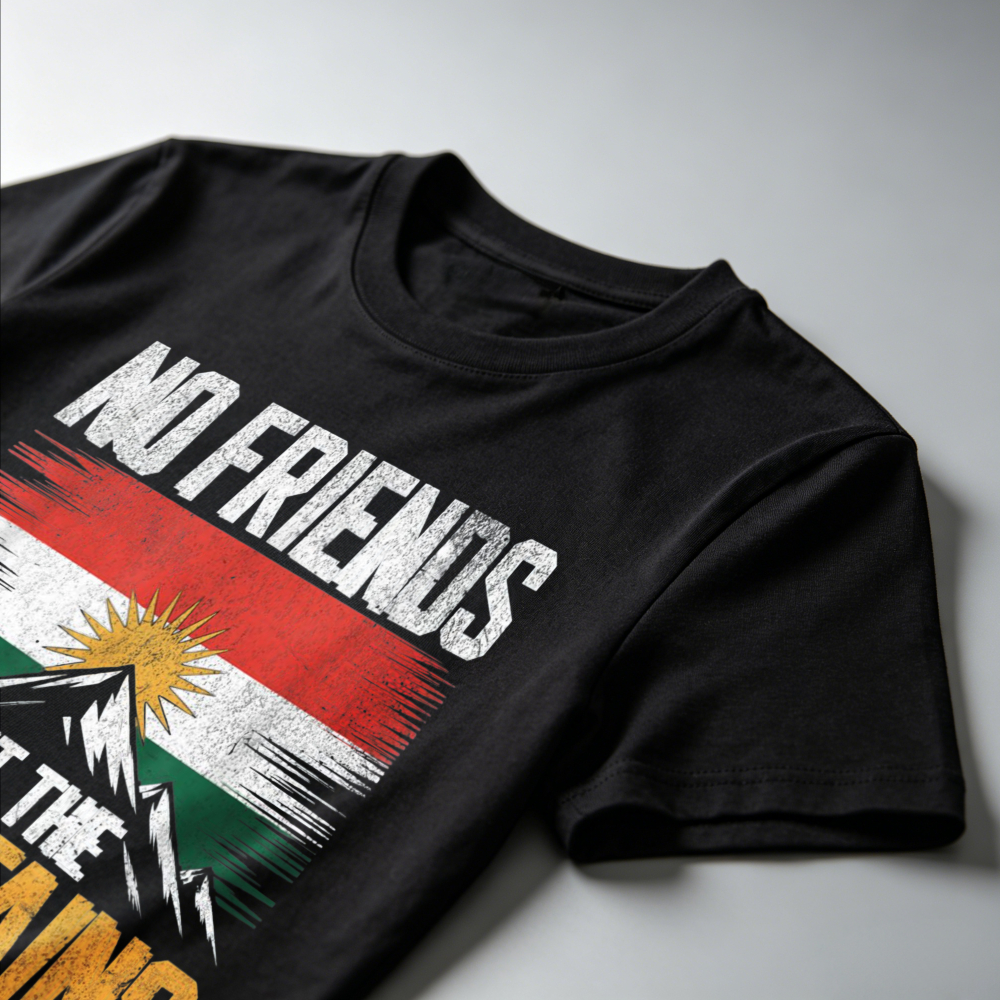 T-shirt ample d'été pour homme, motif Drapeau du Kurdistan, fierté kurde, idéal pour les randonneurs et le style urbain - Sans amis que les montagnes