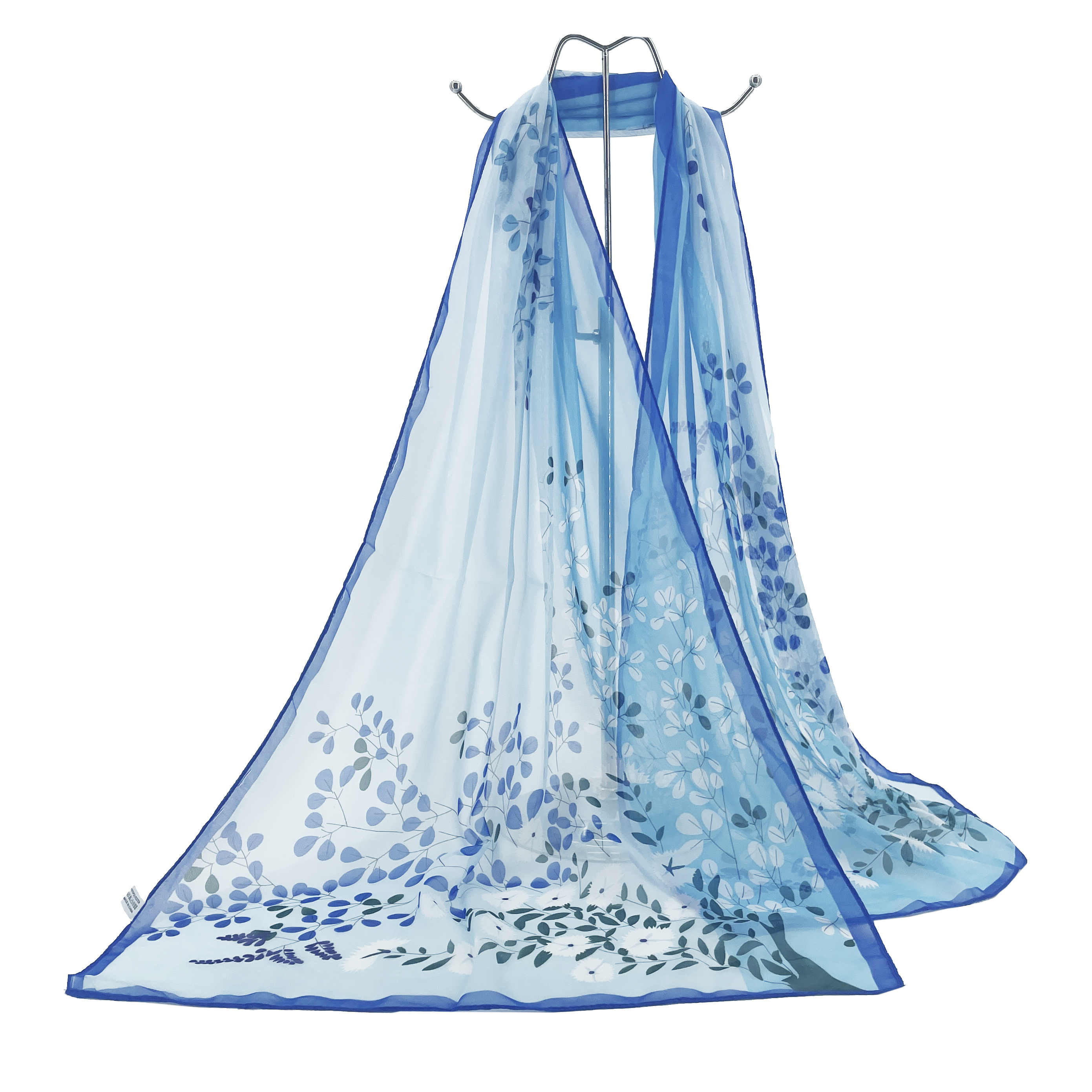 Écharpe légère imitation soie colorée pour femme, motif feuilles et fleurs, polyvalente, pour toutes les occasions